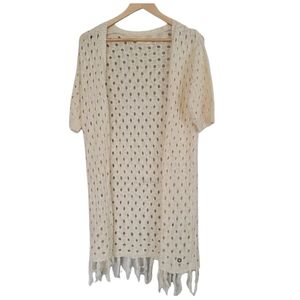 Anthropologie Numph Cream Cardigan with Fringe Size M